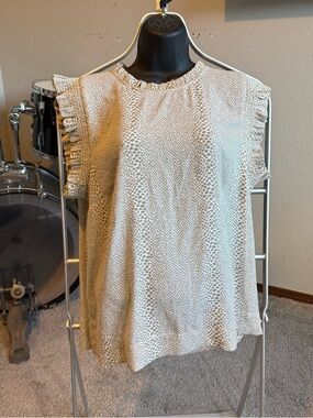 Womens Cream Animal-Print Ruffle Sleeve Top Dr.2